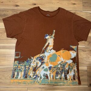 2XL BDG Urban Outfitters Brown Short Sleeve Graphic Rodeo Cotton TShirt Oversize